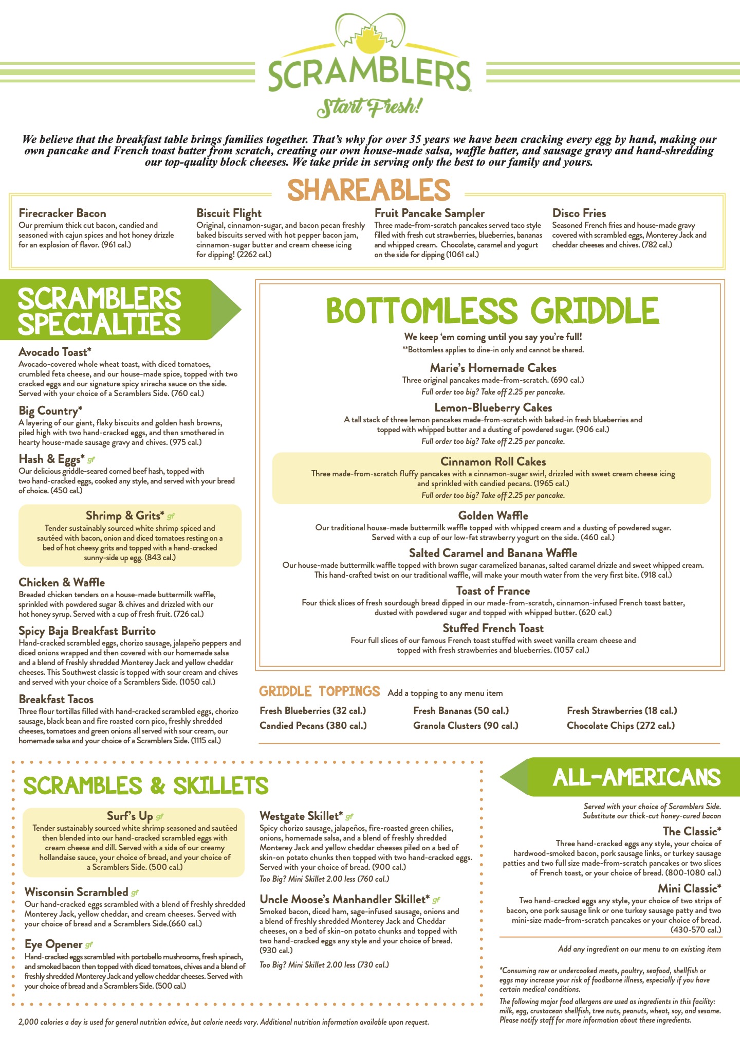 Scramblers Menu Fall 2024 Front