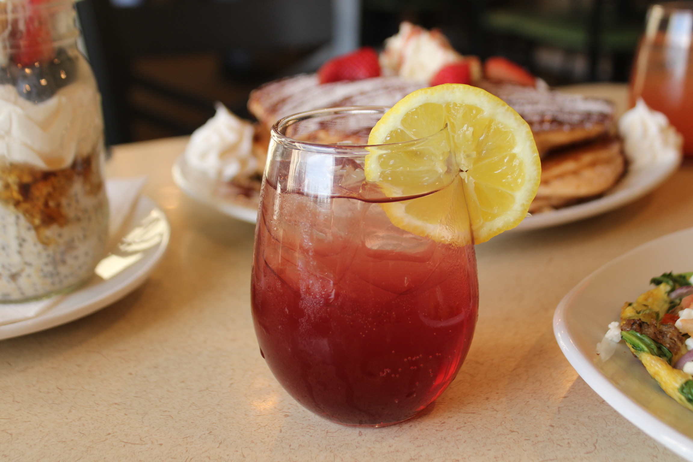 breakfast and mimosas at Scramblers